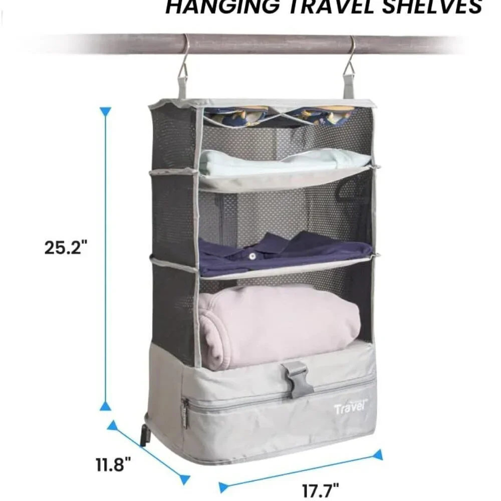 Grand Fusion Stow-N-Go Portable Hanging Travel Shelves, Packing Organizer / NEW